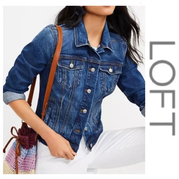 LOFT Jackets Coats Cropped Fitted Denim Jacket Loft Poshmark